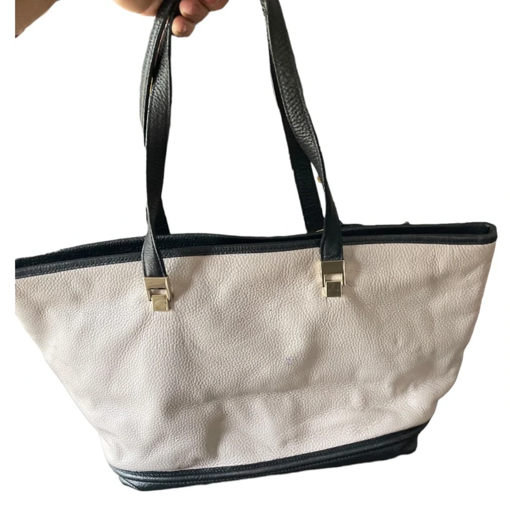 Kate Spade Large Tan + Black‎ Leather Tote Bag